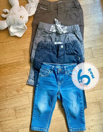 🤩 Lot 4 Pantalons Bébé Garçon | Taille 6 Mois (Mix Marques) 🤩