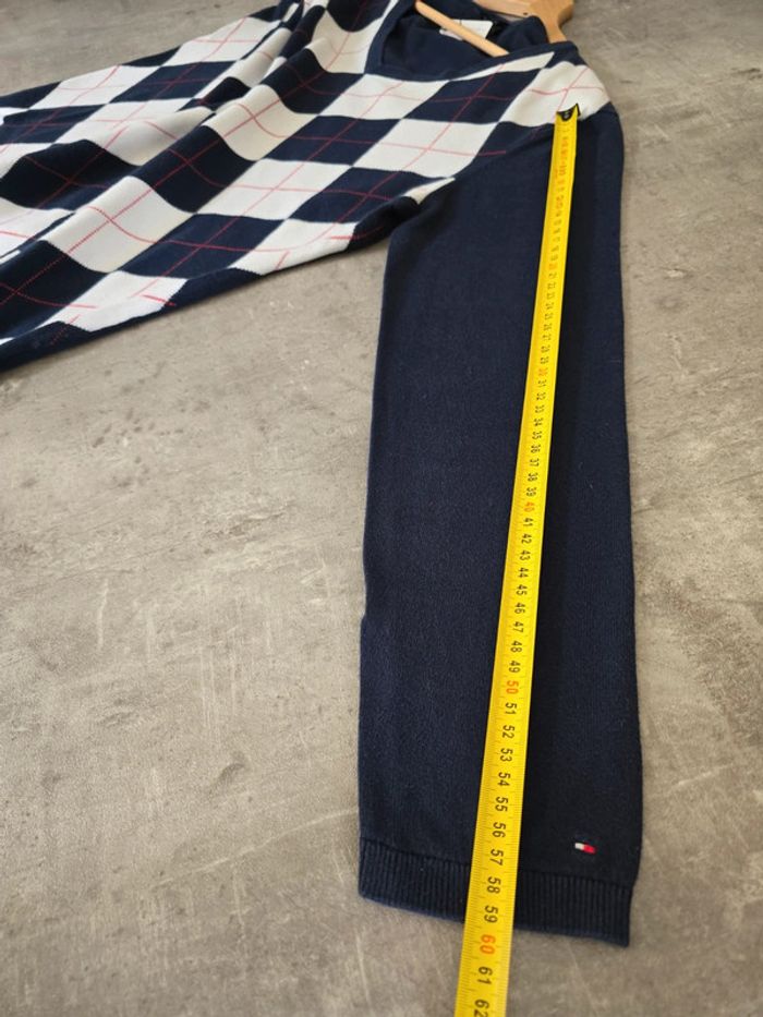 pull tommy hilfiger femme xl col v argyle preppy vintage marine blanc - photo numéro 9