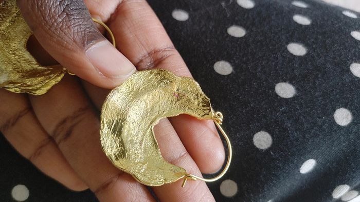 Boucle d'oreille fulani créole peulh peuls en métal doré subsaharienne Afrique - photo numéro 5