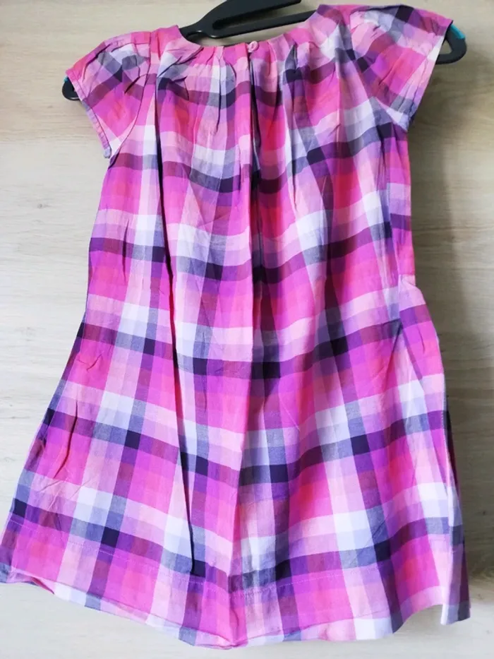 Robe à carreaux rose, prune, fille - photo numéro 2