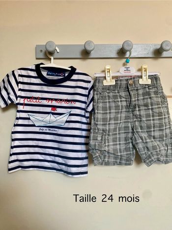 Lot d’un short et un tee-shirt taille 24 mois