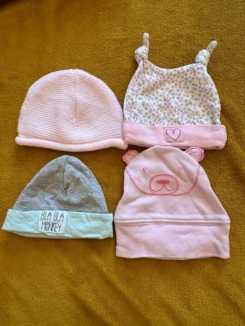 Lot bonnet naissance fille