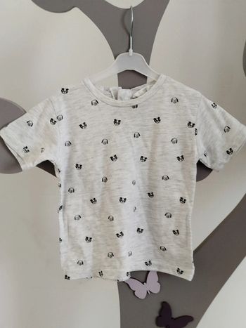 Tee-shirt manches courtes gris thème chien Mango taille 12/18 mois