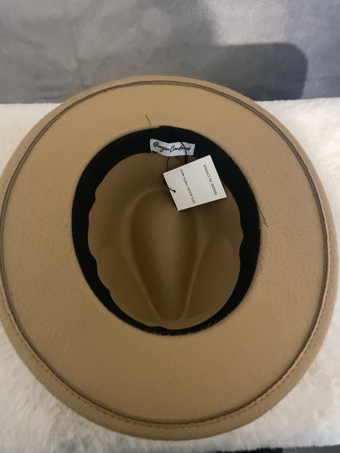 Chapeau, Fedora, beige neuf Camel, clair, taille réglable bohème, chic - photo numéro 3