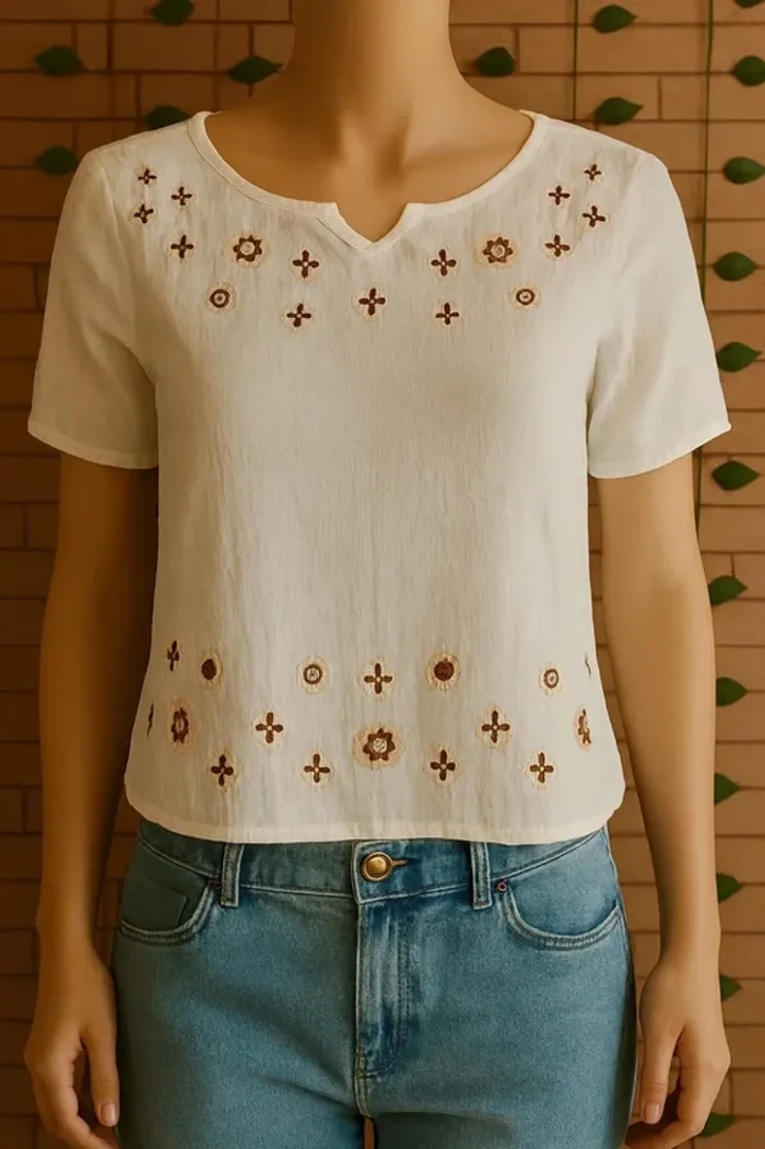 🌸T-shirt MC Blanc Kamksha Taille 36🌸