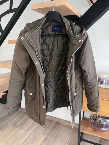 Manteau parka hiver kaki et doré capuche