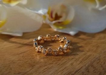 Bague style alliance en Plaqué Or et oxyde de zirconium Taille 52