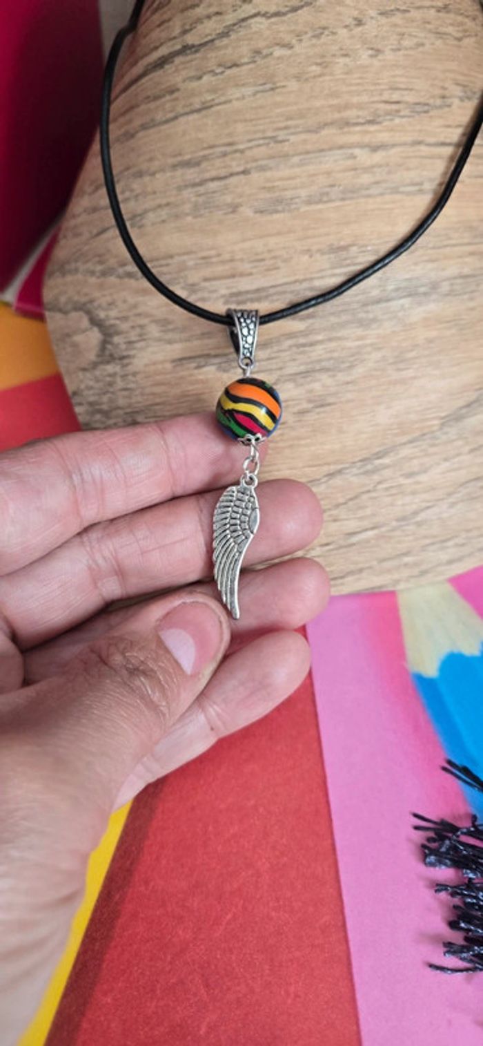 Collier perle multicolore fimo neuf - photo numéro 3
