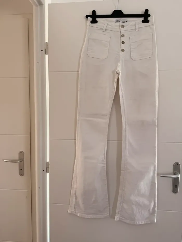 Pantalon Zara jean long pantaloni pantalones Vloeiende Calças femme woman donna mujer été poches