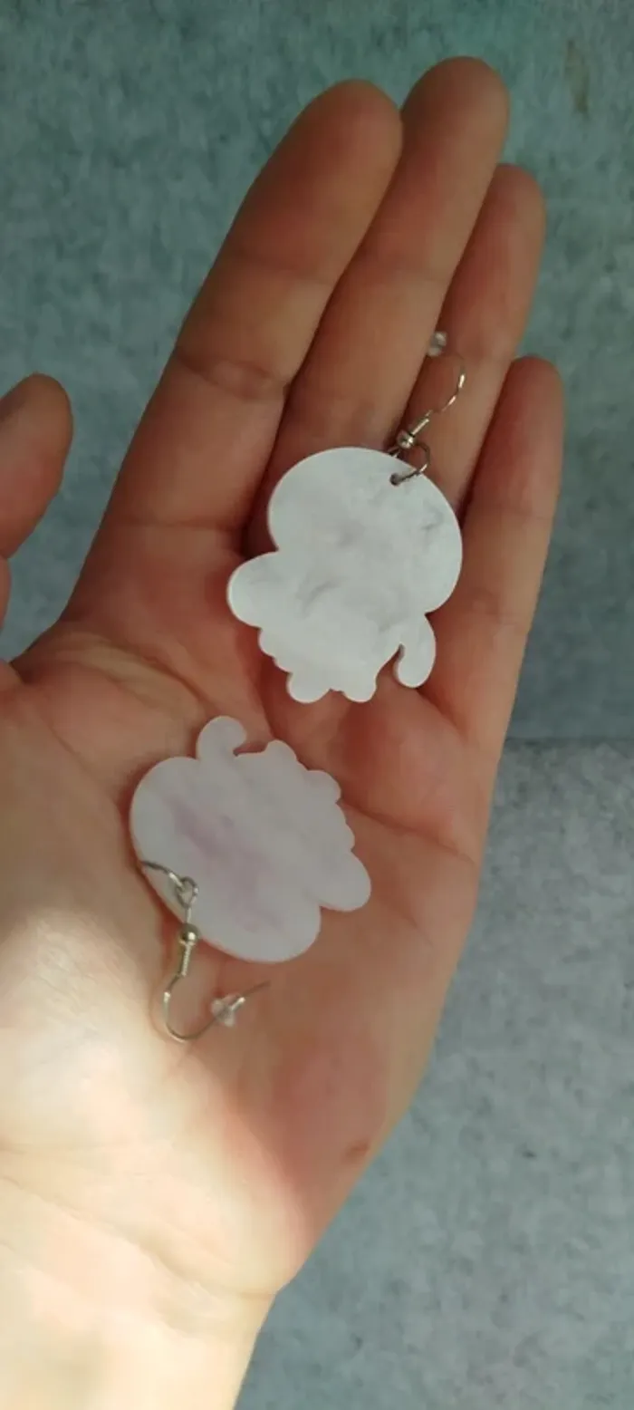 🍄 Boucles d’oreilles ▪ méduses nacrées kawaii - photo numéro 3