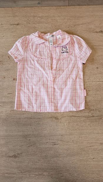Blouse rose et blanche à carreaux, Hello Kitty, neuve, 5/6 ans, neuve