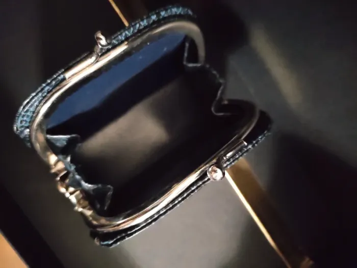 Petit porte monnaie bleu effet croco cuir style vintage - photo numéro 3