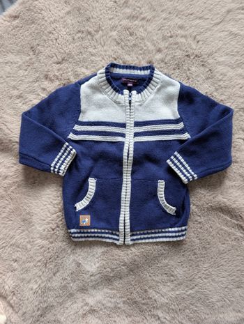 Gilet zippé garçon Sergent Major 18 mois – Bleu marine & blanc – Excellent état