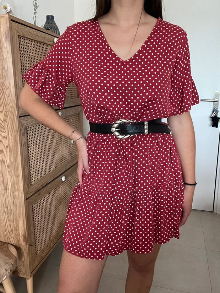Robe fluide à pois rouge Jb Fashion - photo numéro 2