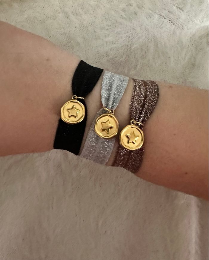 Bracelet tissu pendentif étoile dorée - photo numéro 2