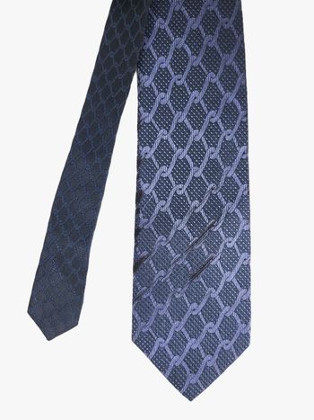 Cravate Azzaro en Soie - Bleu Marine Micro-Motif