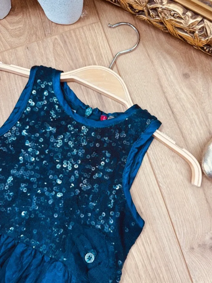Taille 4 ans Robe de cérémonie fille Orchestra bleu marine * sequins tulle * 🪻 - photo numéro 2