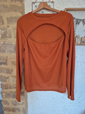 Joli haut côtelé décolleté coloris brique shein 5XL taille 50