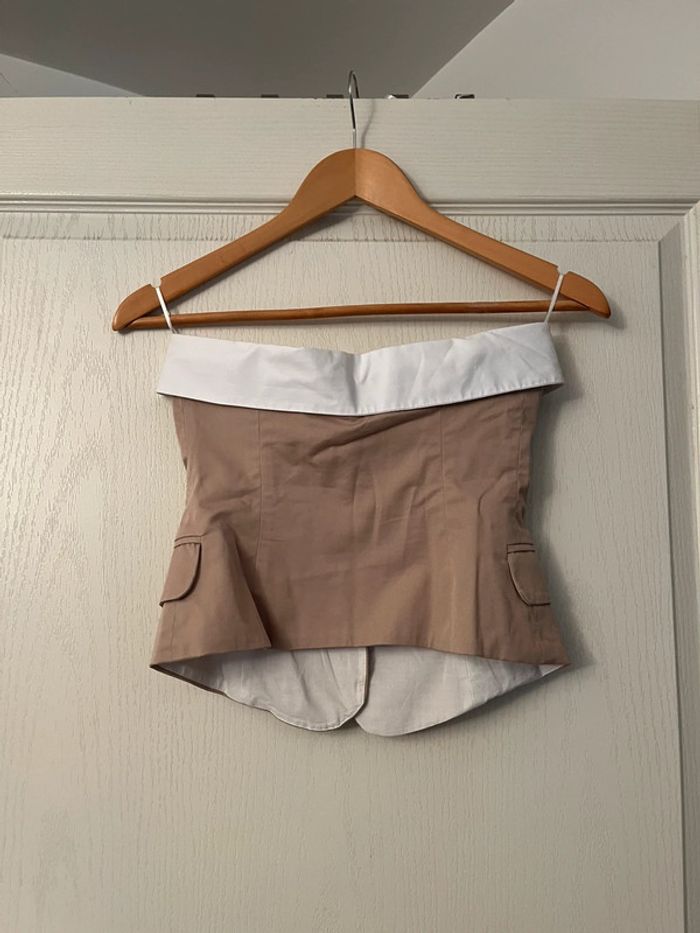 Bustier marron et blanc marque Zara taille xs - photo numéro 3