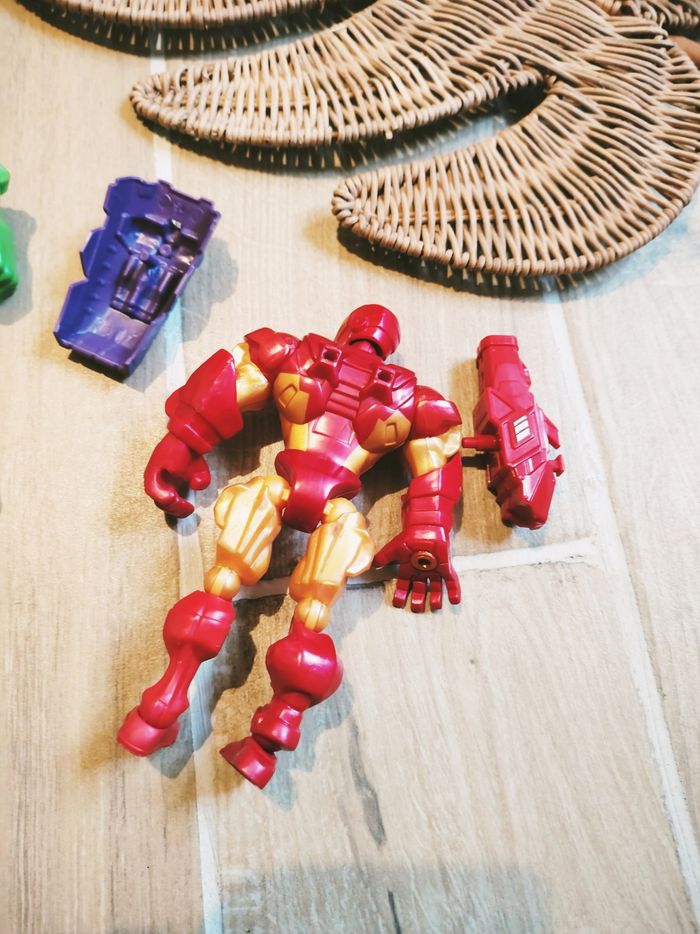 💫Lot de 2 figurines super hero mashers Iron Man et Hulk Avengers Marvel - photo numéro 3