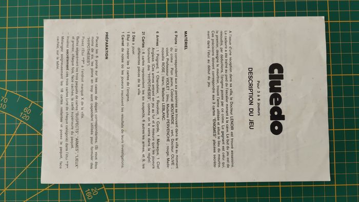 Notice seule en l'état Cluedo miro-meccano pièce détachée jeu de société #E26 - photo numéro 2