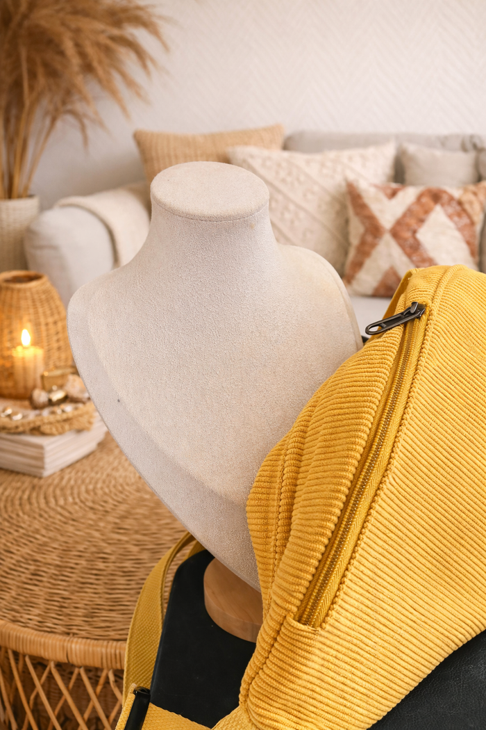 🟡 Sac banane velours côtelé jaune moutarde - photo numéro 3