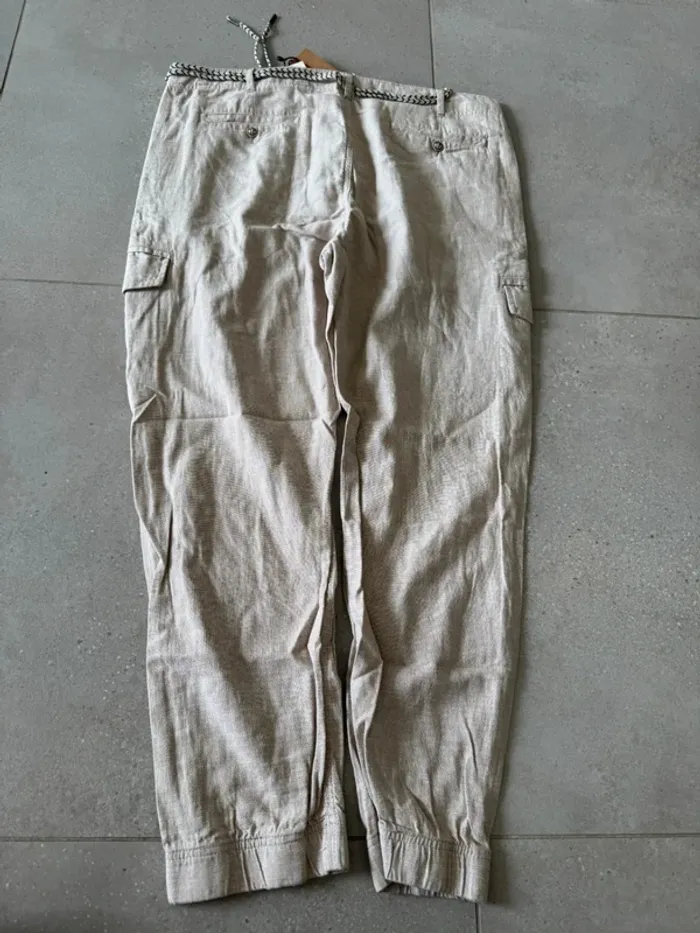 Pantalon beige Indicode jeans, taille 2XL 49*96cm réglable à la taille - photo numéro 5