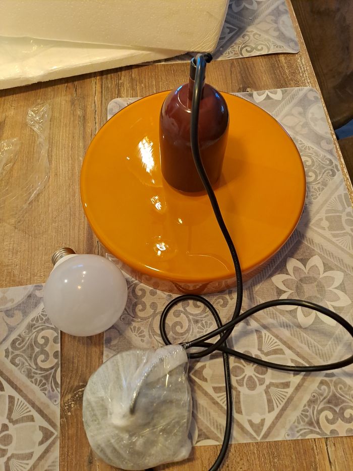 Suspension en verre nordique Bauhaus - Orange/Bordeaux - photo numéro 4