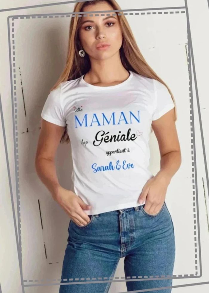 T-shirt "Cette Maman trop Géniale appartient à" - Cadeau Unique pour la Fête des Mères - photo numéro 5