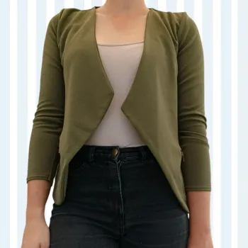 Petite veste ouverte kaki légère style blazer made in France taille S