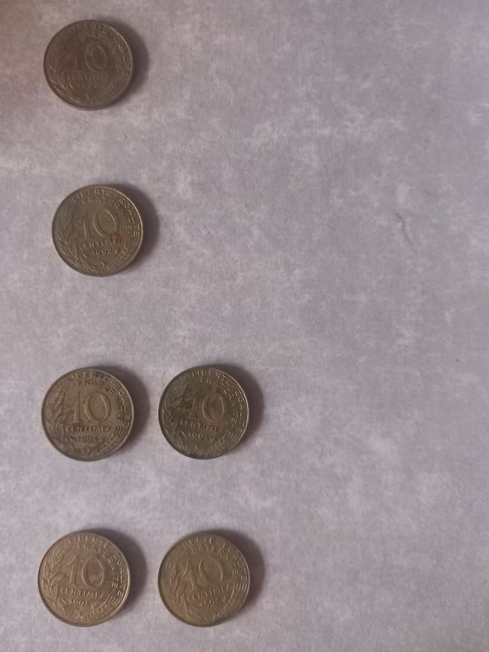 Pièces de centimes de franc Année 90