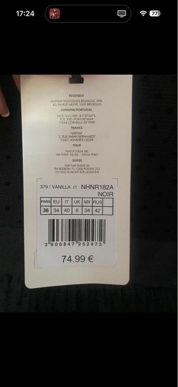 Robe noire plumetis nafnaf