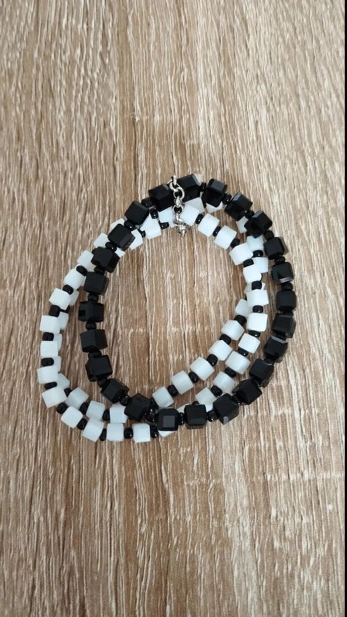 Ensemble de bracelets blanc et noir pvc élastique ikita - photo numéro 5