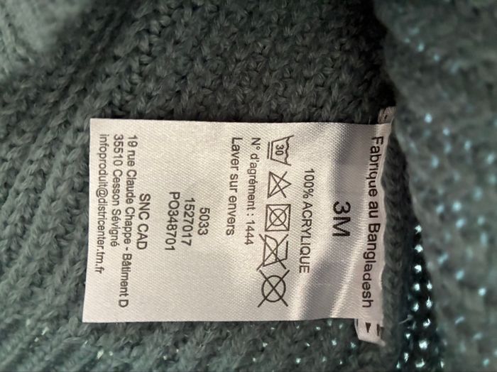 Pull bébé vert sauge mixte 3 mois NPO Baby – Très bon état - photo numéro 4