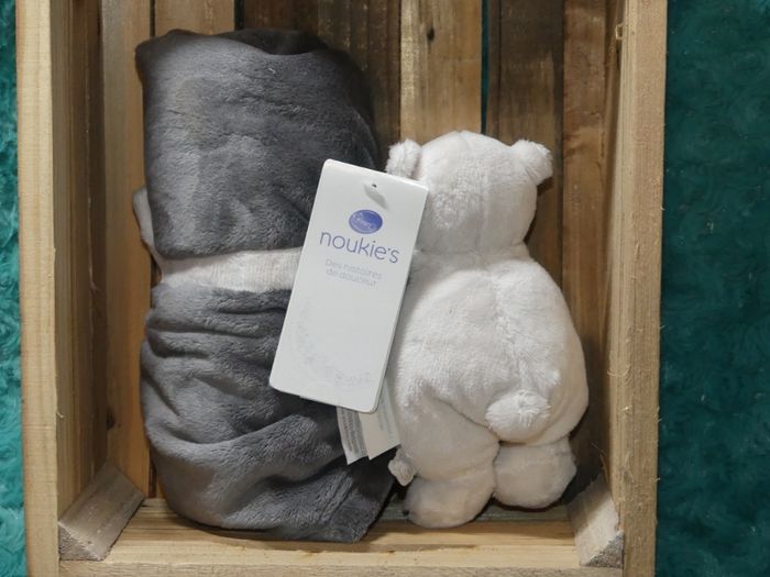 Doudou ours couverture poudre d'étoiles Noukie's gris beige 🐻 Neuf - photo numéro 3