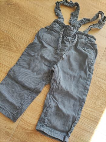 Pantalon à bretelles bleu/ gris Tape à l'oeil 36 mois
