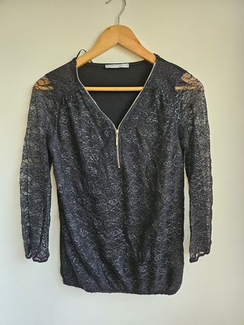 Superbe blouse noire argentée Gémo S