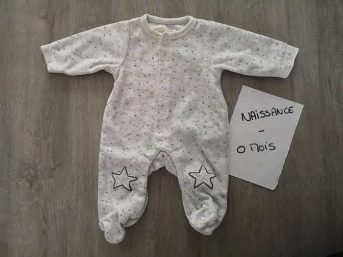 Pyjama doux gris étoile 50 cm naissance