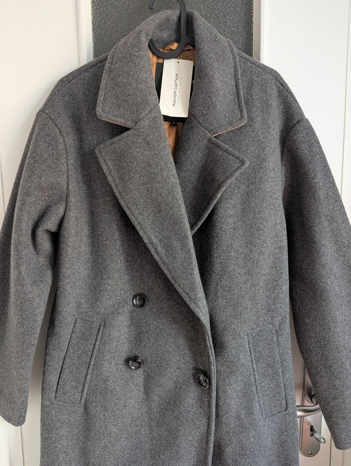 Manteau gris neuf long miss captain taille M - photo numéro 2