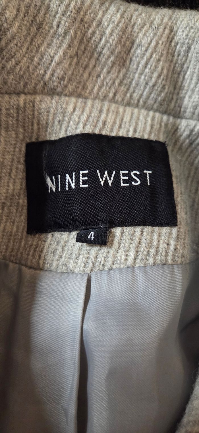 Manteau Nine West gris clair en laine – coupe évasée chic & col Claudine, taille 36/38 - photo numéro 5