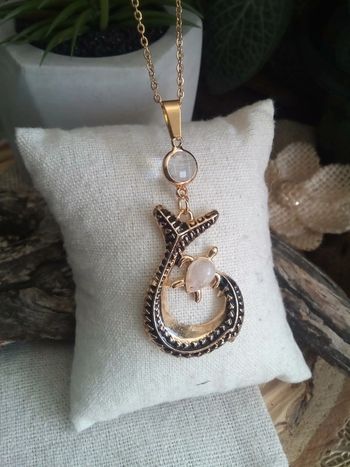 Collier tortue du pacifique et pierre de lune naturelle