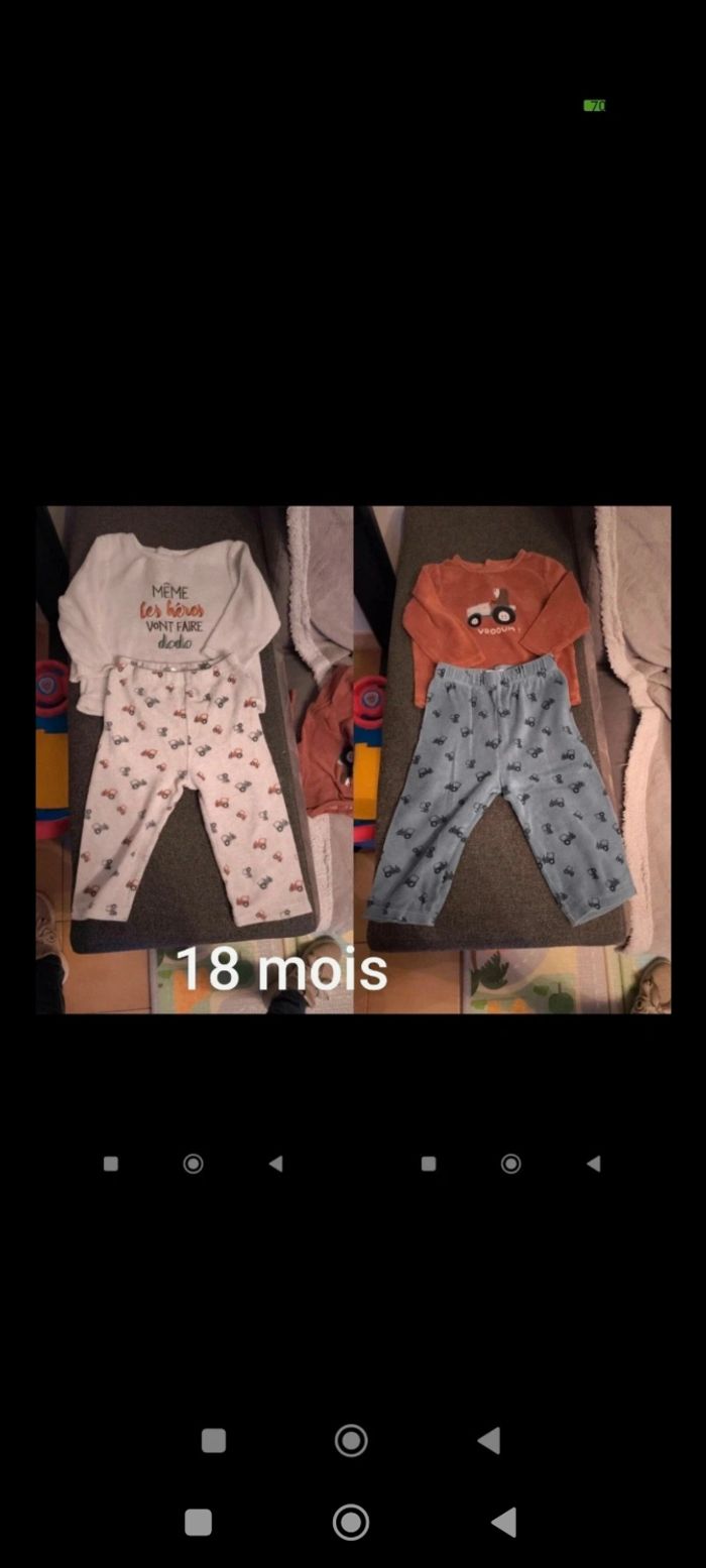 Pyjamas 2 pièces 18 mois velours