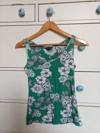 Débardeur verte/blanche motif floral T36