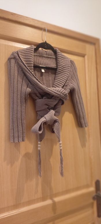 CACHE CŒUR TAUPE MANCHE 3/4