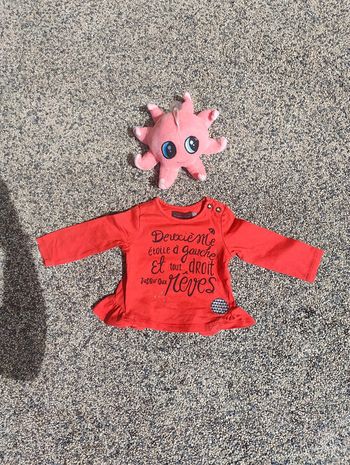 Joli haut catimini rouge fille 6 mois