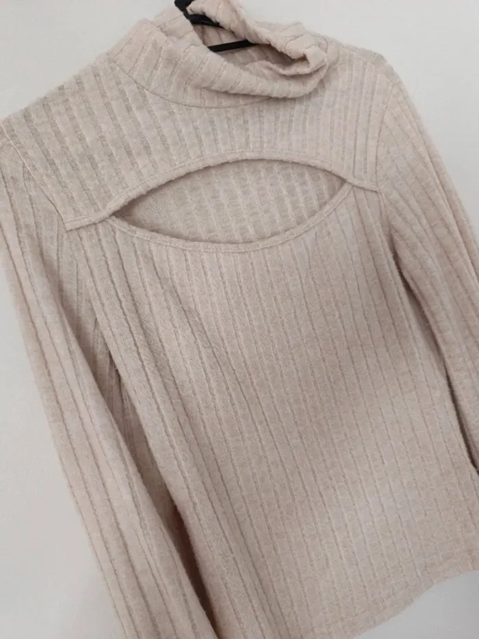 Pull col  roulé beige Taille Small - photo numéro 2