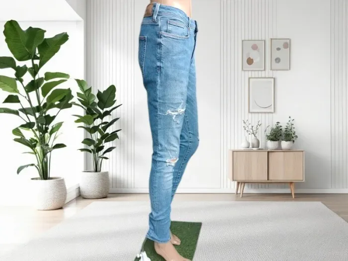 Jean River Island ,coupe skinny destroy ,taille haute ,stretch - photo numéro 4