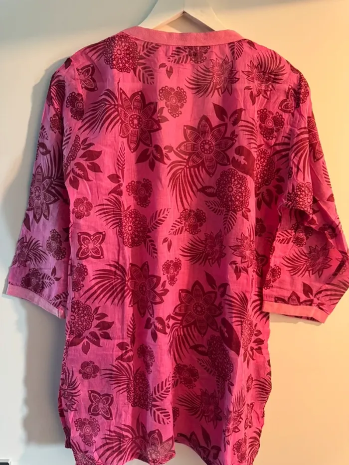 Robe de plage/ tunique Étam rose à motifs