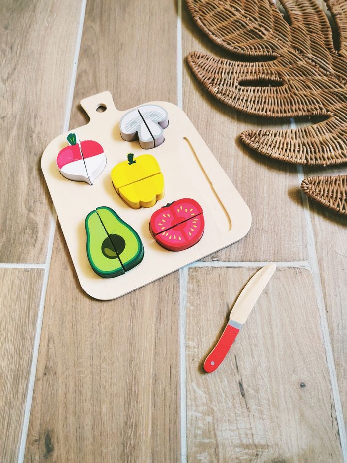 🍓Dinette puzzle 2 en 1 fruits à scratch sur plateau en bois