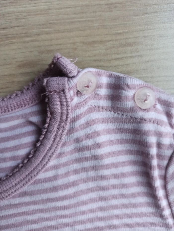 T-shirt marinière rose et blanc petits boutons sur l'épaule broderies sergent major 5 ans - photo numéro 3